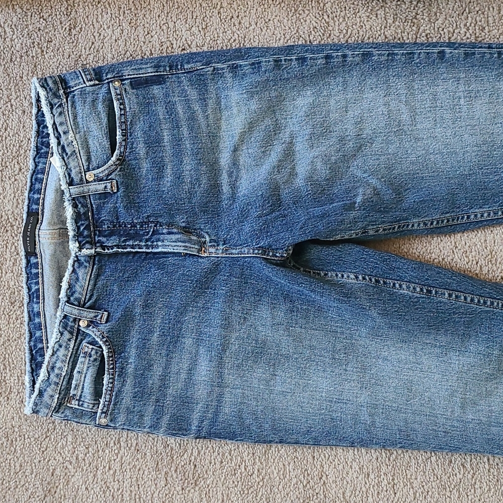 High Waisted, Straight-leg, Silver Jeans
